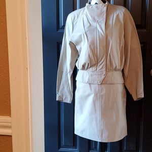 Vintage Tarazzia Leather Tan Jacket & Skirt 7/8